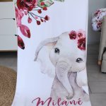 Fleece Blanket Pink And Maroon Rose Wonderland Ellie Elephant