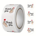 500PCS ROLL Stickers White Decorative Gift Tags Thank You Stickers Copperplate Paper Thank You Sealing Stickers