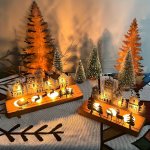 1PC Christmas Wooden Candle Holder Tabletop Manufactured Wood Candlestick Family Theme Lacquered Finish Decorative Craft For Fes