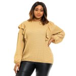 Donnay Plus Size Smart Front Frill Top - Sand