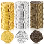 Hanaive 50 Pcs Metal Pirate Coins Spanish Doubloon Replicas Pirate Treasure Metal Tokens Fake Play Coins For Kids Board Games Pi
