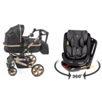 Emerald 2 In 1 Black N Gold Plus Nappy Bag + Carrera 360 Car Seat