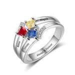 CRI103854 - 925 Sterling Silver Personalized Ring Names And Birthstones