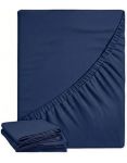 Premium Brushed Microfiber Fitted Bed Sheet Set 2-PIECE Soft Hotel Quality With Deep Pockets With 1 Pillowcases Navy Blue Single