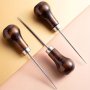 1PC Wooden Handle Gourd Awl For Leathercraft And Diy Projects - Sewing & Knitting Supplies Sewing Supplies Accessories Sewing Supplies