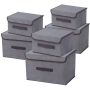 6-PIECE Foldable Fabric Storage Boxes Set - 3 Large And 3 Small Grey