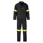 Trade Polycotton Conti Suit - Reflective Arms & Legs - Yellow Tape - White 58
