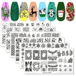 Silpecwee 6 Pieces Christmas Nail Stamping Plate Holiday Nail Stamp Snowflake Santa Claus Nail Design Stamp Stencils Nail Art Te