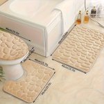 3PCS Minimalist Bathroom Mat Set - Anti-slip Absorbent & Comfortable Pebble Embossed Design Easy To Clean Multiple Colors Availa