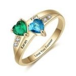CRI102346 - Gold Plated Personalized Couples Names & Birthstones Ring Size 5-12