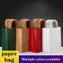 10PCS Holiday Party Gift Bag Paper Bag With Handle Jewelry Shopping Bags Christmas Wedding Gift Colored Paper Bags