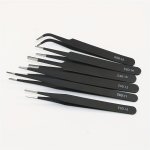 6PCS Esd Safe Stainless Steel Tweezers Set - Anti-static High Precision For Diy Electronics Repair & Model Building - Ergonomic