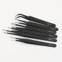 6PCS Esd Safe Stainless Steel Tweezers Set - Anti-static High Precision For Diy Electronics Repair & Model Building - Ergonomic Grip With Protective Covers