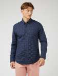 Polka Dot Print Shirt Regular Fit - Navy - XXL Navy
