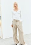 Rib-knit V-neck Top - White