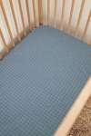 Ocean Grid Washed Cotton Cot Fitted Sheet - Large Sa Cot: 132CM X 66CM X 10CM