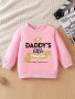 ''Daddy's Little Princess'' Print Girls Graphic Long Sleeve Sweatshirt Loose Trendy Pullover