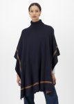 Contrast Border Poloneck Poncho
