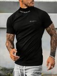 Letter Print T-Shirt Men's Casual Street Style Stretch Tee Shirt For Summer
