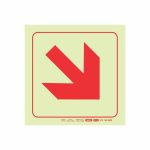Photoluminescent 190MM Safety Sign F51 Diagonal Arrow Down And Right