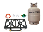 Safy 9kg Gas Cylinder & 2 Plate Gas Burner with Hose Regulator Set