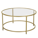 Round Glass Centre Coffee Table With Gold Frame