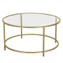 Round Glass Coffee Centre Table With Gold Frame