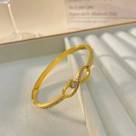 Isadora Infinity Cz Bangle Gold Stainless Steel Clip Open Bangle Size: 58MM Diameter