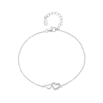 Sterling Silver Cubic Zirconia Double Heart Bracelet