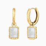 Engelsrufer Silver Gold Plated Pure Moon With Moonstone Hoops
