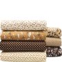 7pcs 24.89*24.89cm Coffee Colored Cotton Fabric Printed And Quilted For DIY Sewing Patchwork Scrapbooking Clothes