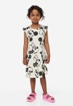 Printed Cotton Dress - White Minnie Mouse