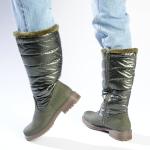 Pierre Cardin Full Length Puff Boot - Olive - 8