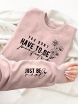 Letter Print Sweatshirt Crew Neck Casual Sweatshirt For Fall & Spring Women's Clothing