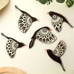 Barydat 5 Pcs Wooden Bird Wall Art Wood Flying Birds Wall Decor Rustic Folk Art Scandinavian Home Decor For Gift Living Room Bed