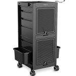 Tasalon Lockable Salon Trolley Cart With Wheels And 6 Drawers & 2 Bucket Versatile Salon Cart For Hair Stylist Salon Rolling Car