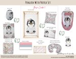 Cot Duvet Bedding Penguin With Protea Set