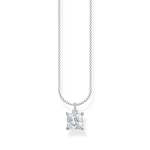 Necklace With White Stone Silver - 45CM Adjustable