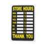 Black And White Store Hours Plastic Board 20CM X 30CM X 3MM