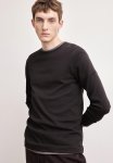 Slim Fit Waffled Jersey Top - Dark Brown