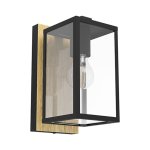Budrone Metal And Glass Outdoor Wall Light Black