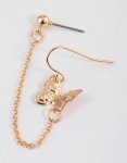 Goldair Gold Butterfly Drop Chain Earrings