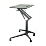Mobile Standing Desk Height Adjustable Pneumatic Rolling Sit Stand Desk Small Laptop Desk Cart Riser Mobile Podium For Home Office & School Black