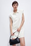 Shoulder-pad Polo Dress - Cream