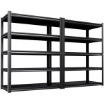 Jojuou 2 Pack 5-TIER Garage Shelving - 2050 Lbs Heavy Duty Metal Storage Shelves Adjustable Storage Rack For Warehouse Industria