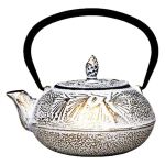 - Cast Iron Chinese Teapot White With Gold - 500ML
