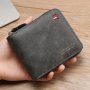 Men's Zipper Short Wallet Multi-card Card Holder Pu Leather Bifold Wallet Money Clip With Coin Pocket Gift For Men