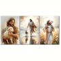 Framed Canvas Wall Art - Jesus And Lamb Theme 3-PIECE Set