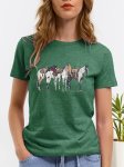 Horse Print T-Shirt Green Medium HTS9