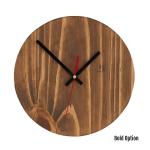 Quinn Wall Clock In Pine - 300MM Dia Mid Brown Bold Red Second Hand